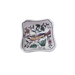 Vintage Hand Painted Square Portuguese Outeiro Agueda Porcelain 4" Bowl
